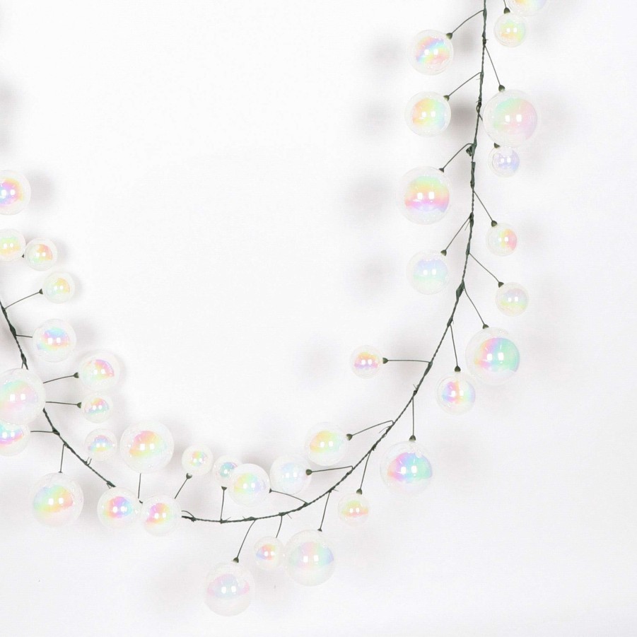 Farrisilk Garlands | Iridescent White Ball Garland, 10'