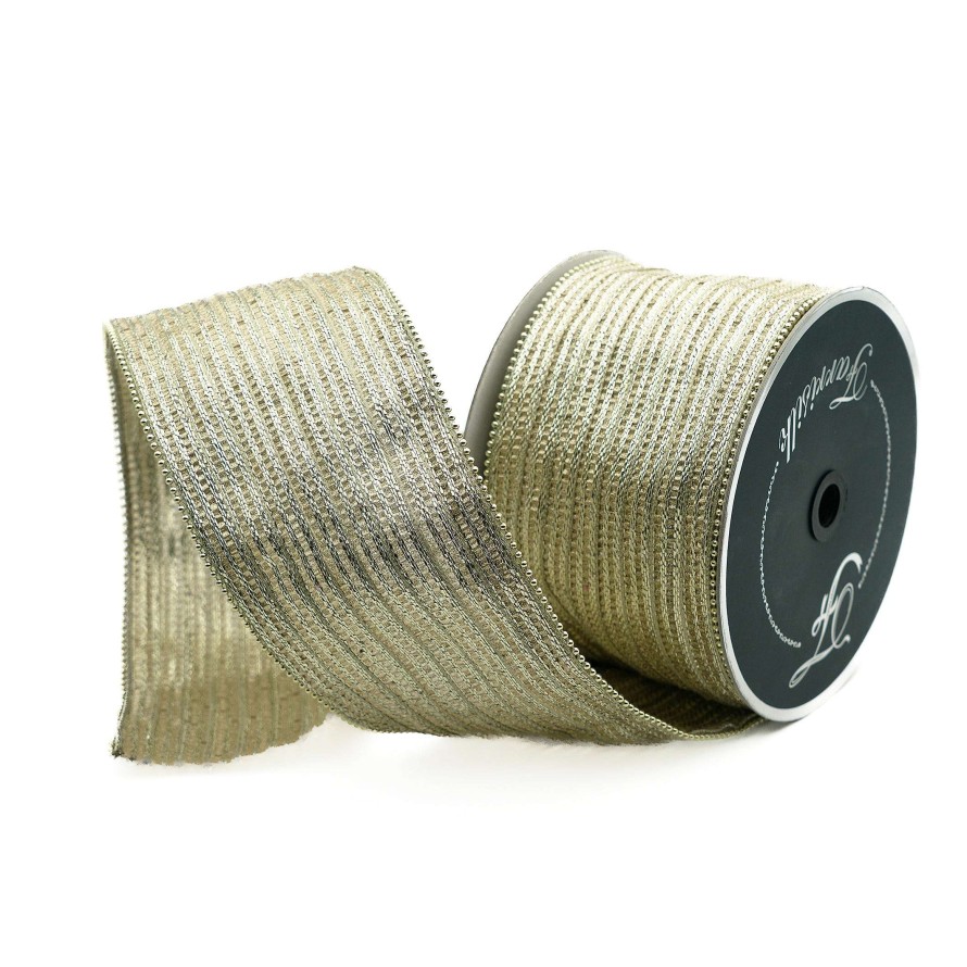 Farrisilk Ribbon | Platinum Metallic Jingle Ribbon, 4" X 10Yd