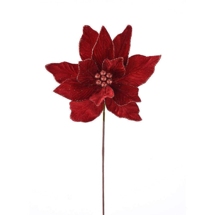 Direct Export Co. Sprays | Deep Red Velvet Poinsettia Spray