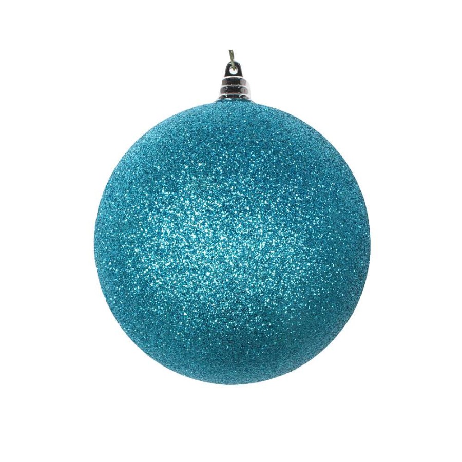 Farrisilk Ball Ornaments | Turquoise Glitter Ball Ornament, 8"