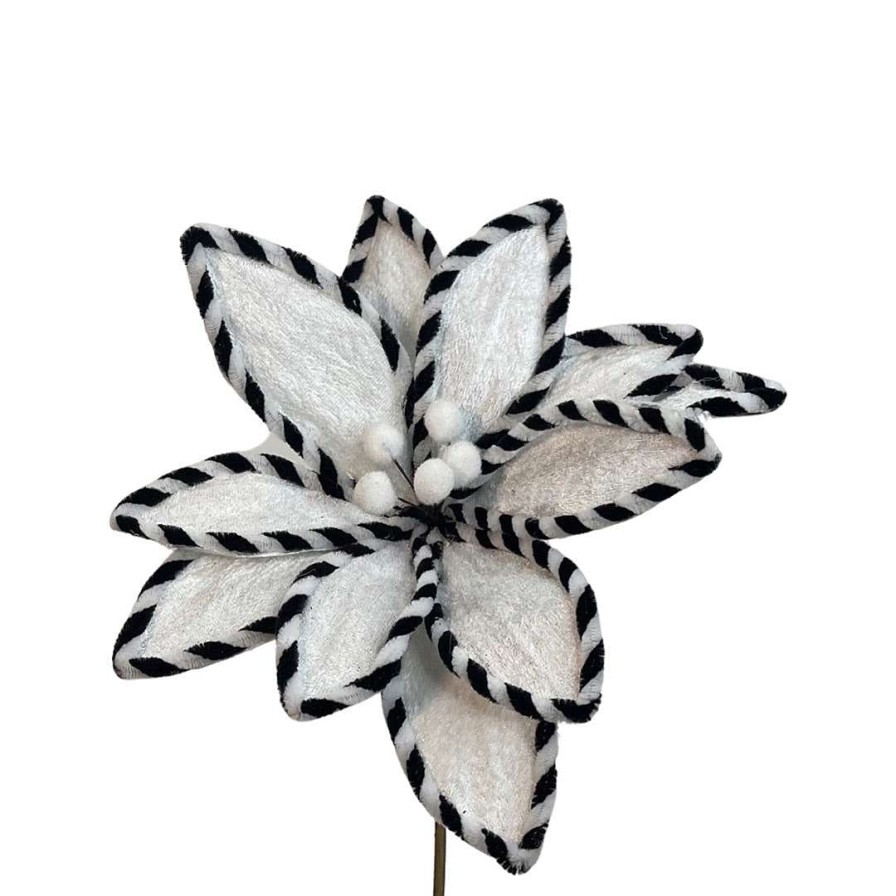 Liberty Floral Floral Decor | Black And White Velvet Poinsettia Pick