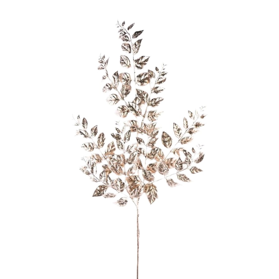 Direct Export Co. Floral Decor | Champagne Metallic Leaf Spray