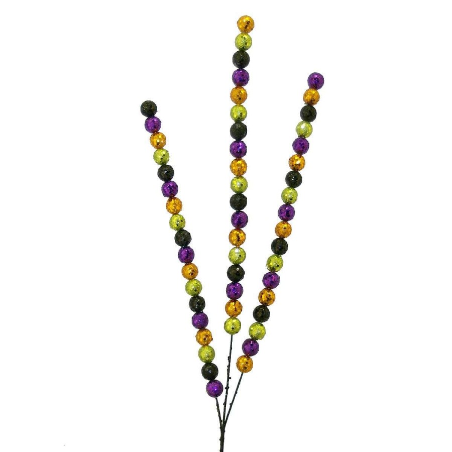 Liberty Floral Sprays | Lime Green, Orange, Black & Purple Glitter Ball Spray