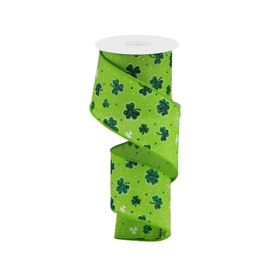 Craig Bachman St. Patrick'S Day | Glitter Shamrock Ribbon 2.5"X10Yd