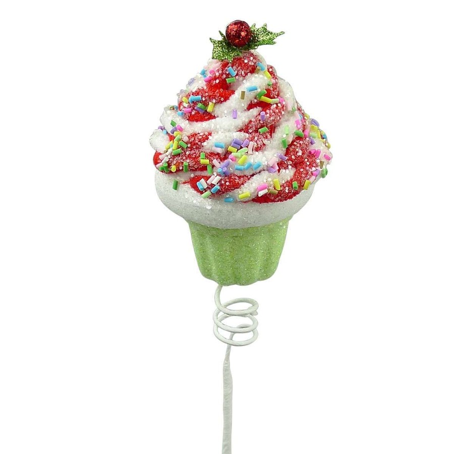 LIBERTY FLORAL Picks | Red And Green Chenille Cupcake Pick