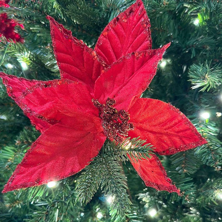 Craig Bachman Floral Decor | Red Textured Poinsettia