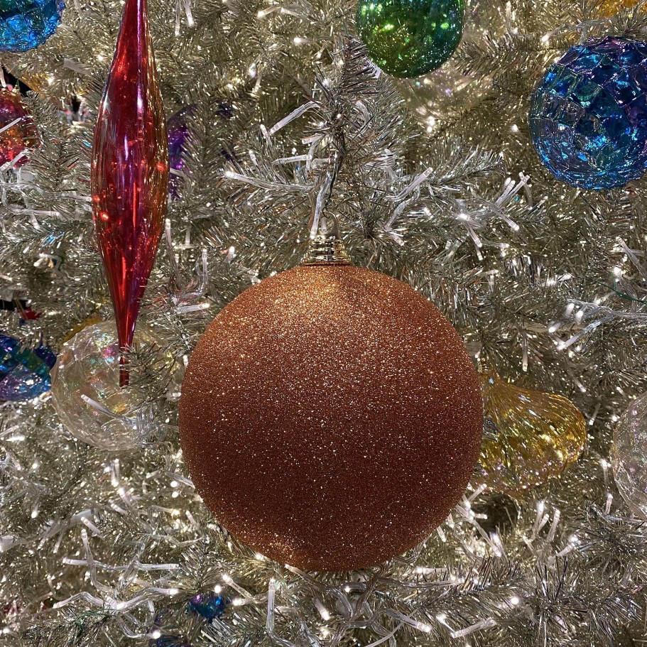 Farrisilk Ball Ornaments | Copper Glitter Ball Ornament, 4"