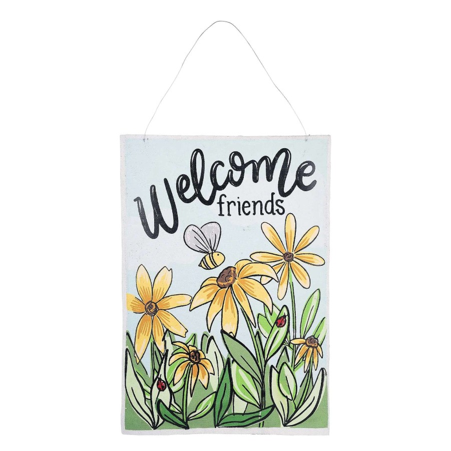 Glory Haus Hanging Decor | Live Life And "Welcome Friends" Reversible Spring Burlee