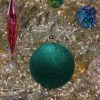 Farrisilk Ball Ornaments | Emerald Green Glitter Ball Ornament, 8"