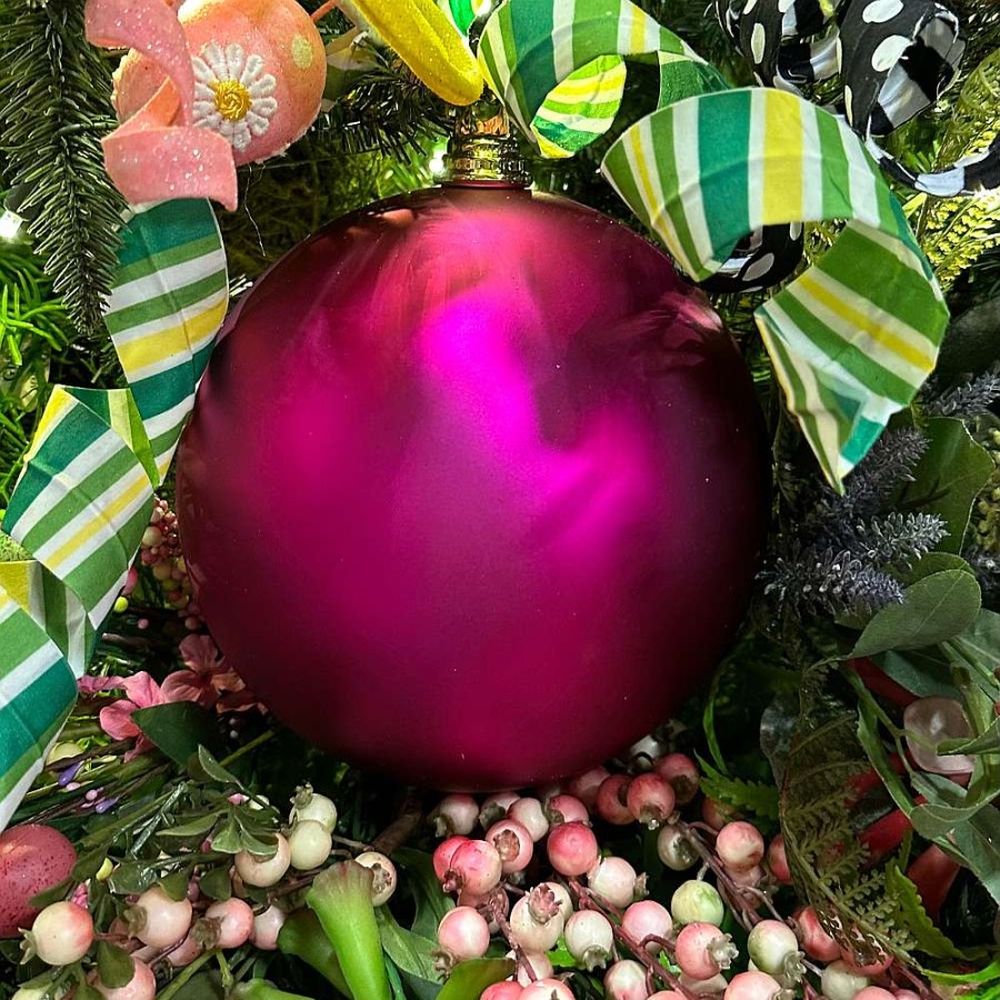 Farrisilk Ball Ornaments | Fuchsia Matte Ball Ornament, 8"