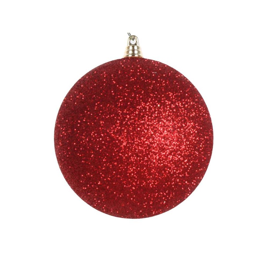 Farrisilk Ball Ornaments | Red Glitter Ball Ornament, 4"