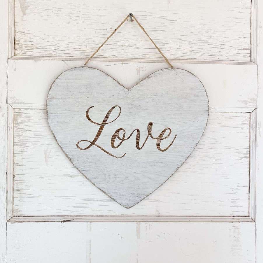 Burton & Burton Signs | White Hanging Love Heart