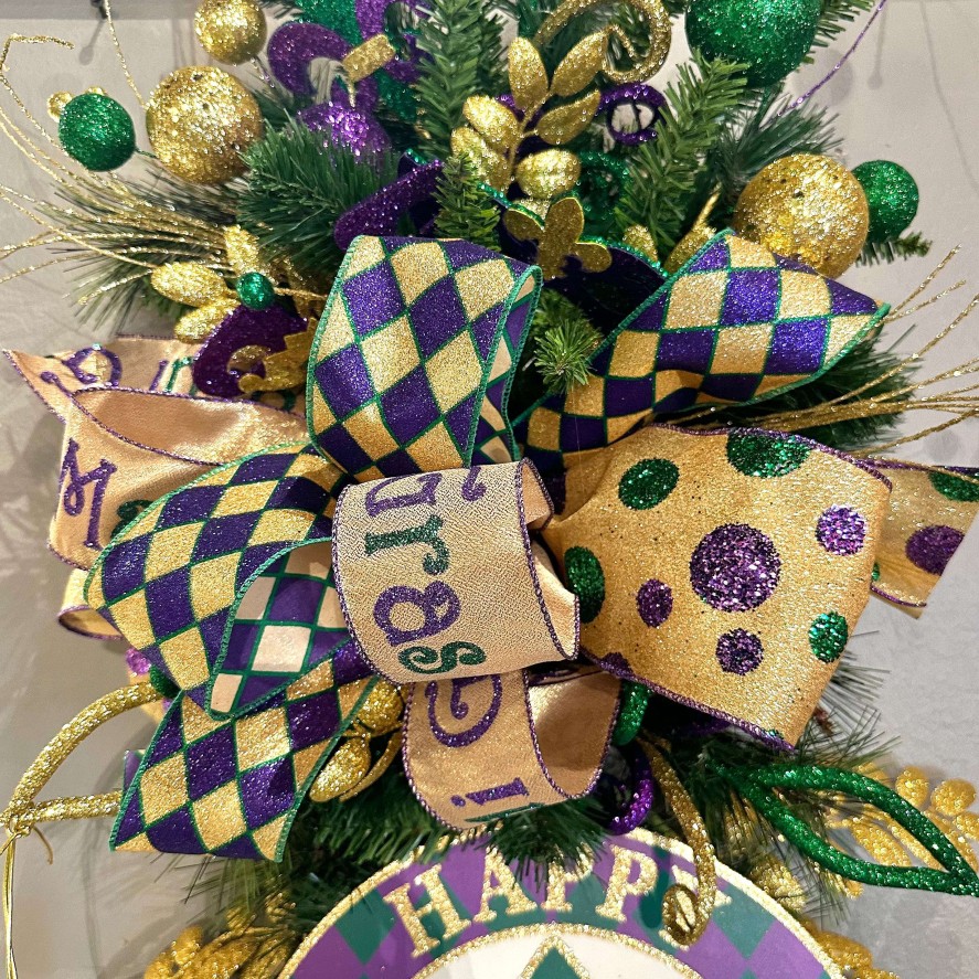 Craig Bachman Ribbon | Giant Mardi Gras Polka Dots, 2.5"X10Yd