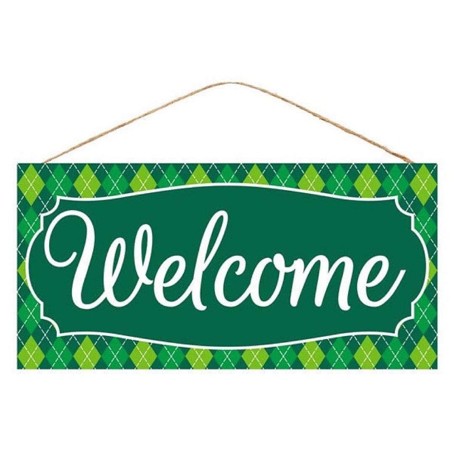 Craig Bachman St. Patrick'S Day | Green Argyle Welcome Sign