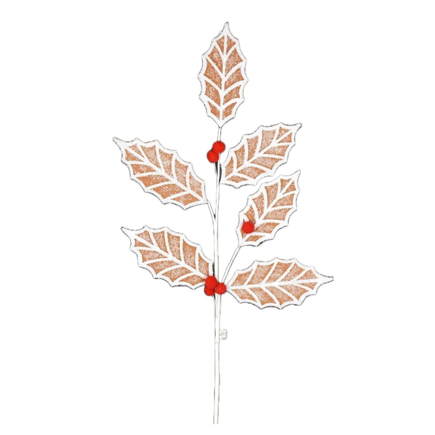 Direct Export Co. Floral Decor | Gingerbread Holly Spray