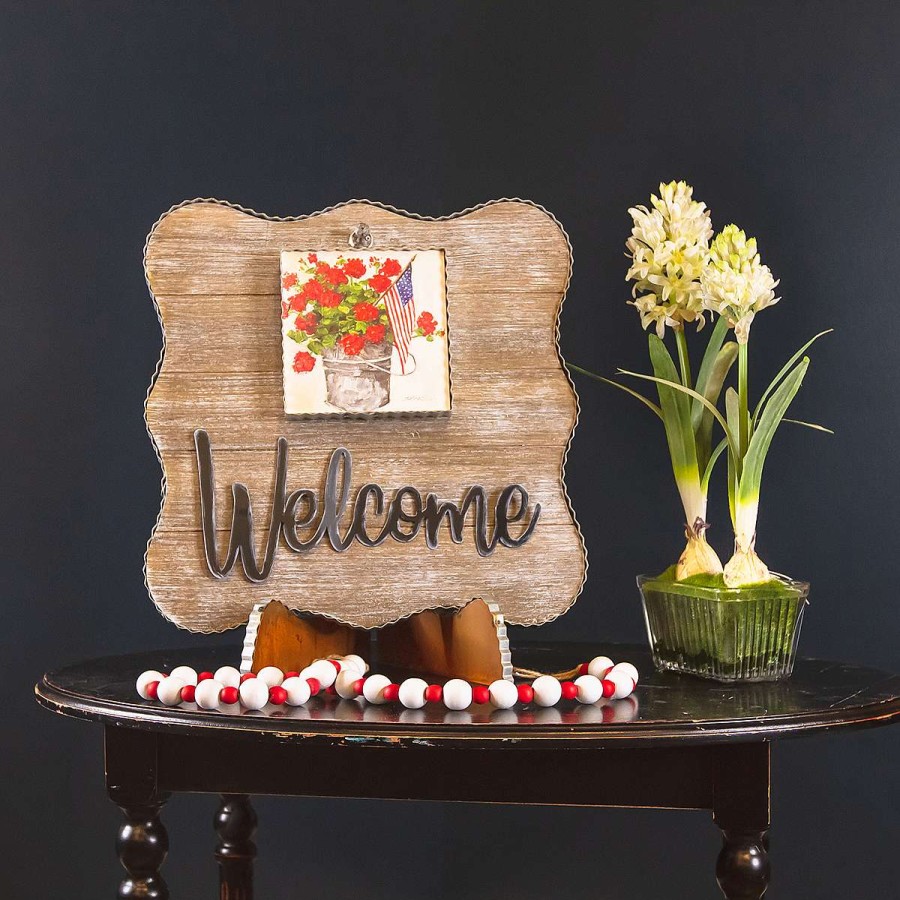 The Round Top Collection Table Decor | Bucket Of Geraniums Mini Gallery Art