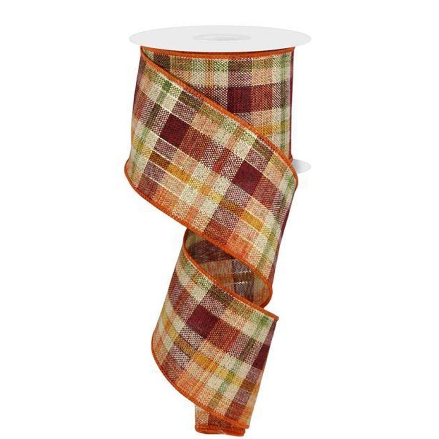 Craig Bachman Ribbon | Fall Woven Plaid With Metallic Thread Ribbon, 2.5" X 10Yd