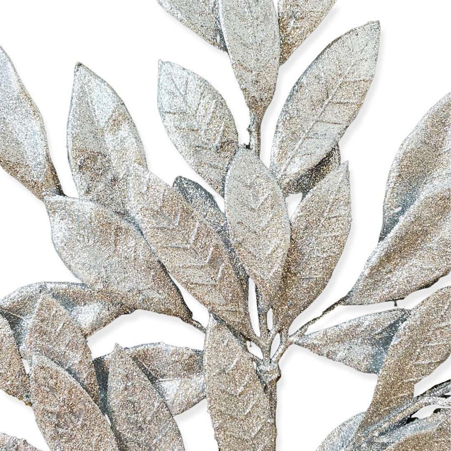 Direct Export Co. Floral Decor | Silver Bay Leaf Glitter Spray