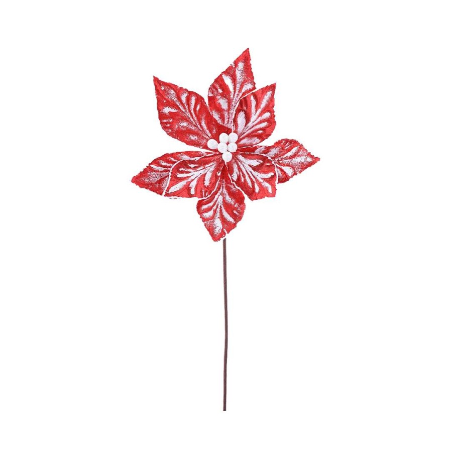 Direct Export Co. Stems | White And Red Poinsettia Stem