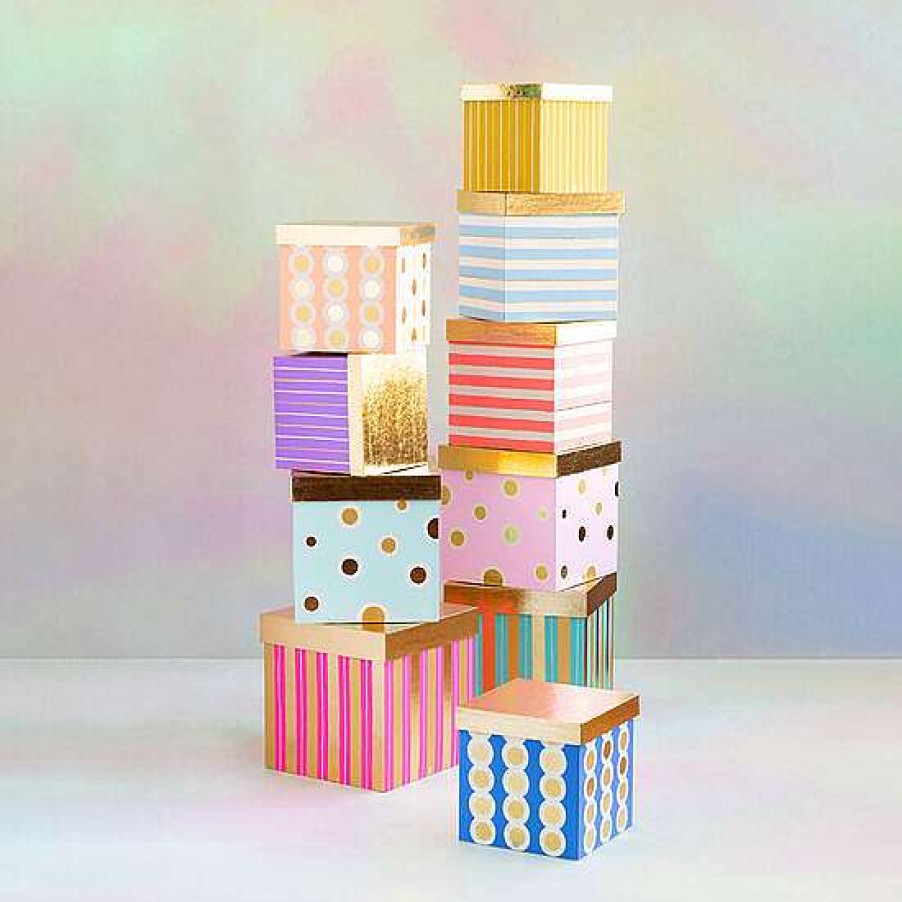 Glitterville Figurines | Rainbow Gilded Nesting Boxes Set By Glitterville