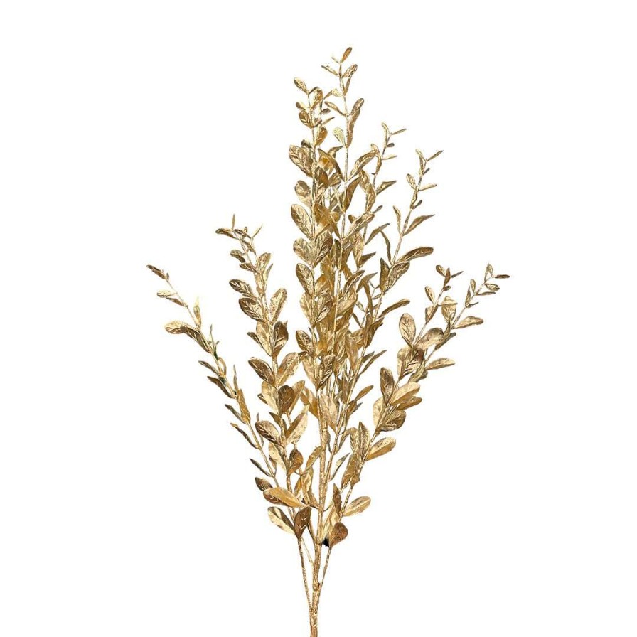 Regency Floral | Gold Painted Glitter Boxwood Spray, 23"