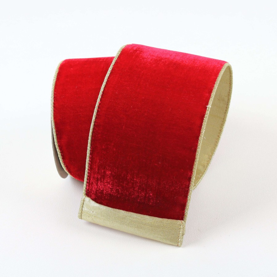 Farrisilk Ribbon | Red Flashy Velvet Ribbon, 4" X 10Yd