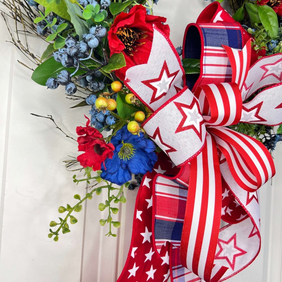 Miss Cayce's Door Decor | Patriotic Blueberry Wreath