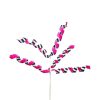 Liberty Floral Picks | Pink With Black And White 2-Sided Frizzy Curly Pick