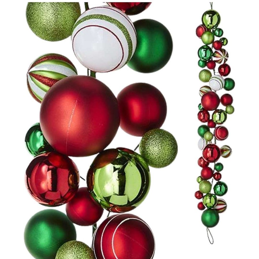 RAZ Garlands | Red, Green, White Ball Garland, 4'