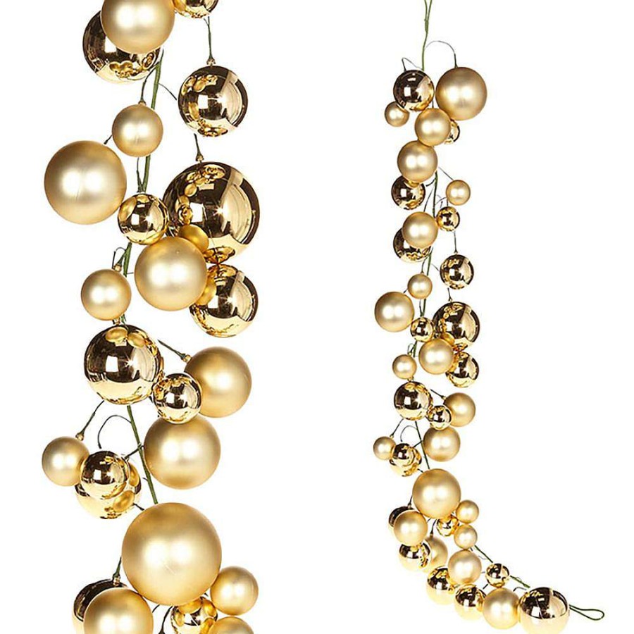 RAZ Winter | Gold Ball Garland, 4'