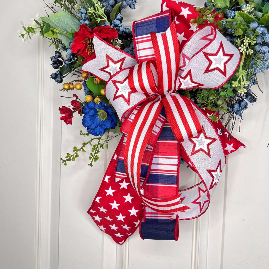 Miss Cayce's Door Decor | Patriotic Blueberry Wreath