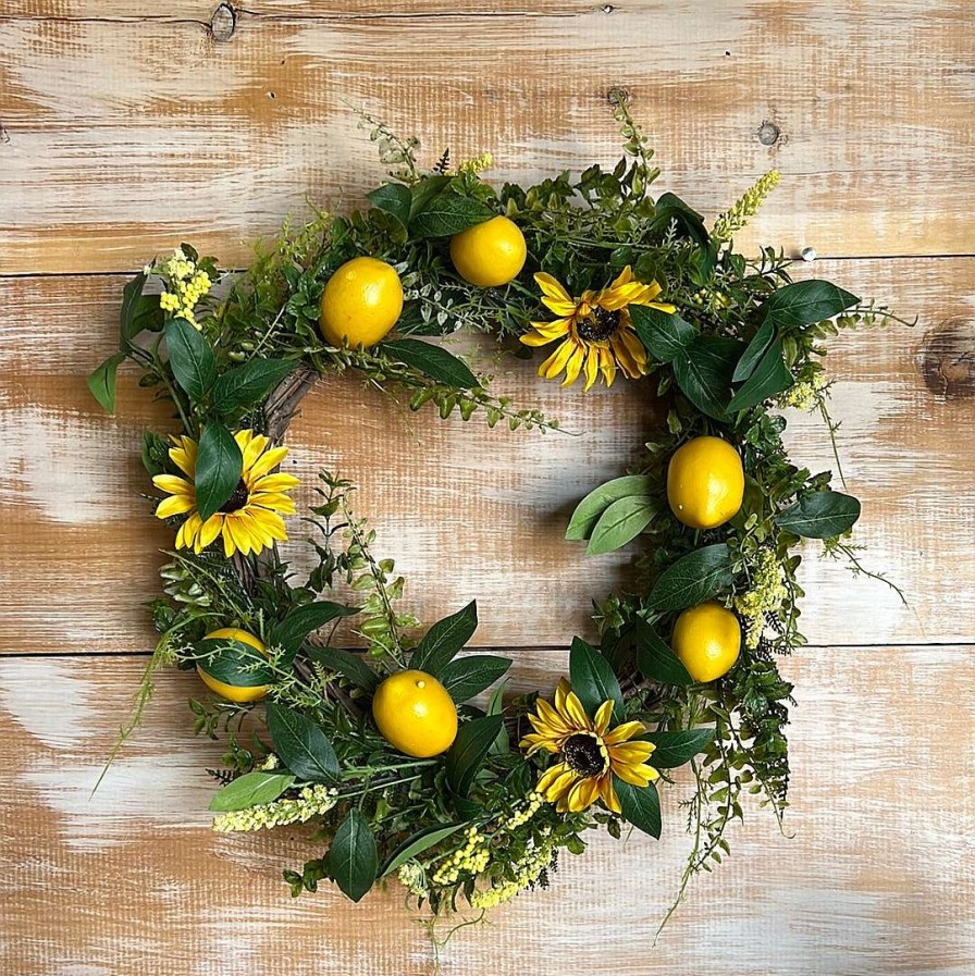 Liberty Floral Door Decor | Sunflower Lemon Mix Lvs Wreath