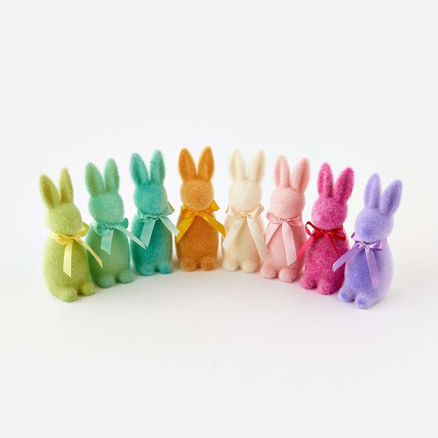 180 Degrees Figurines | Flocked Button Nose Bunny, 6"