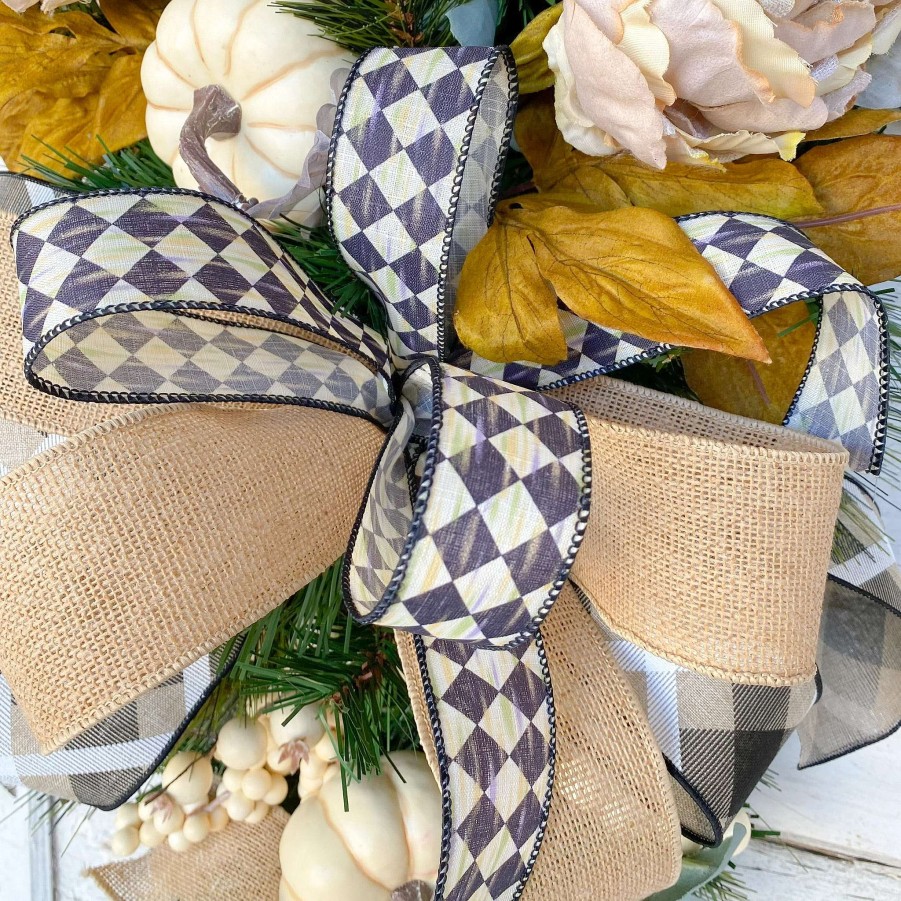 A&B Floral Ribbon | Antique Diamond Plaid Ribbon, 1.5" X 10Yd.