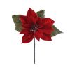 Direct Export Co. Floral | Red With Green Leaves Poinsettia Pick