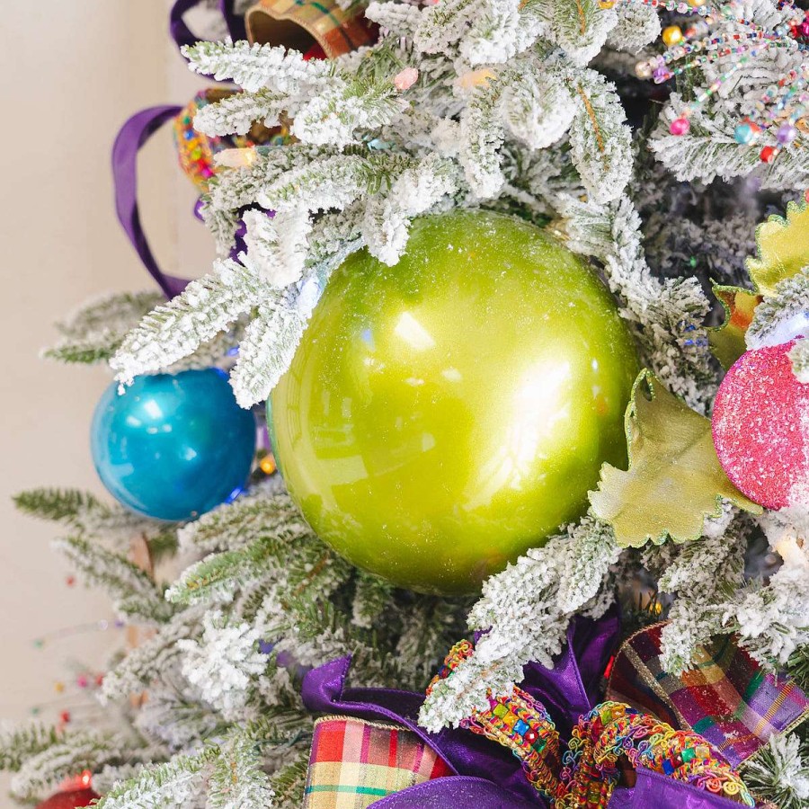 Farrisilk St. Patrick'S Day | Lime Green Candy Apple Ball Ornament, 4"