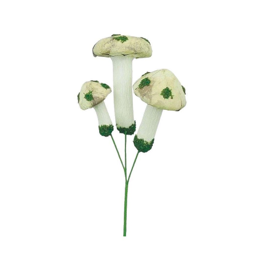 LIBERTY FLORAL Spring Picks | Mushroom Pick, White