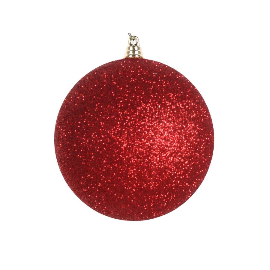 Farrisilk Ball Ornaments | Red Glitter Ball Ornament, 8"