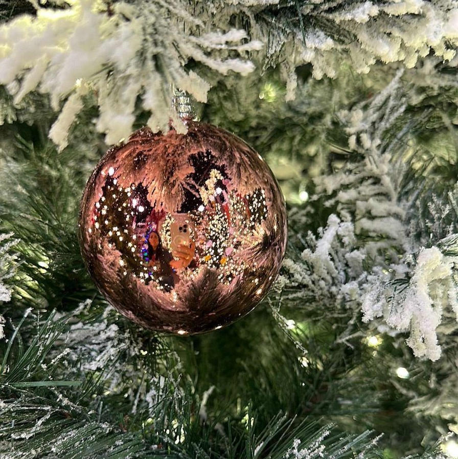 Farrisilk Ball Ornaments | Dusty Rose Shiny Ball Ornament, 4"