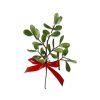 Kurt S. Adler Floral Decor | 10" Mistletoe Pick With Red Satin Bow