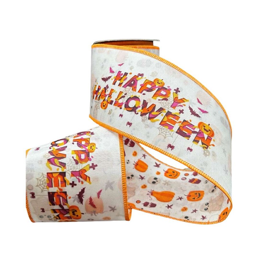 D. Stevens Halloween | Grosgrain Happy Halloween Pumpkin Ribbon, 4" X 10Yd