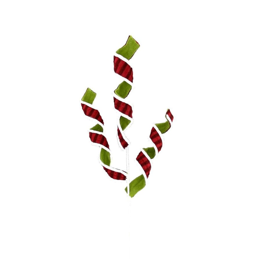 Liberty Floral Sprays | Red And Green Fabric Curly Spray
