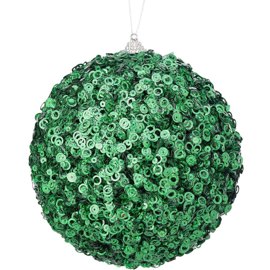 Regency Mardi Gras | Green Glamour Sequin Ball Ornament, 4.5"