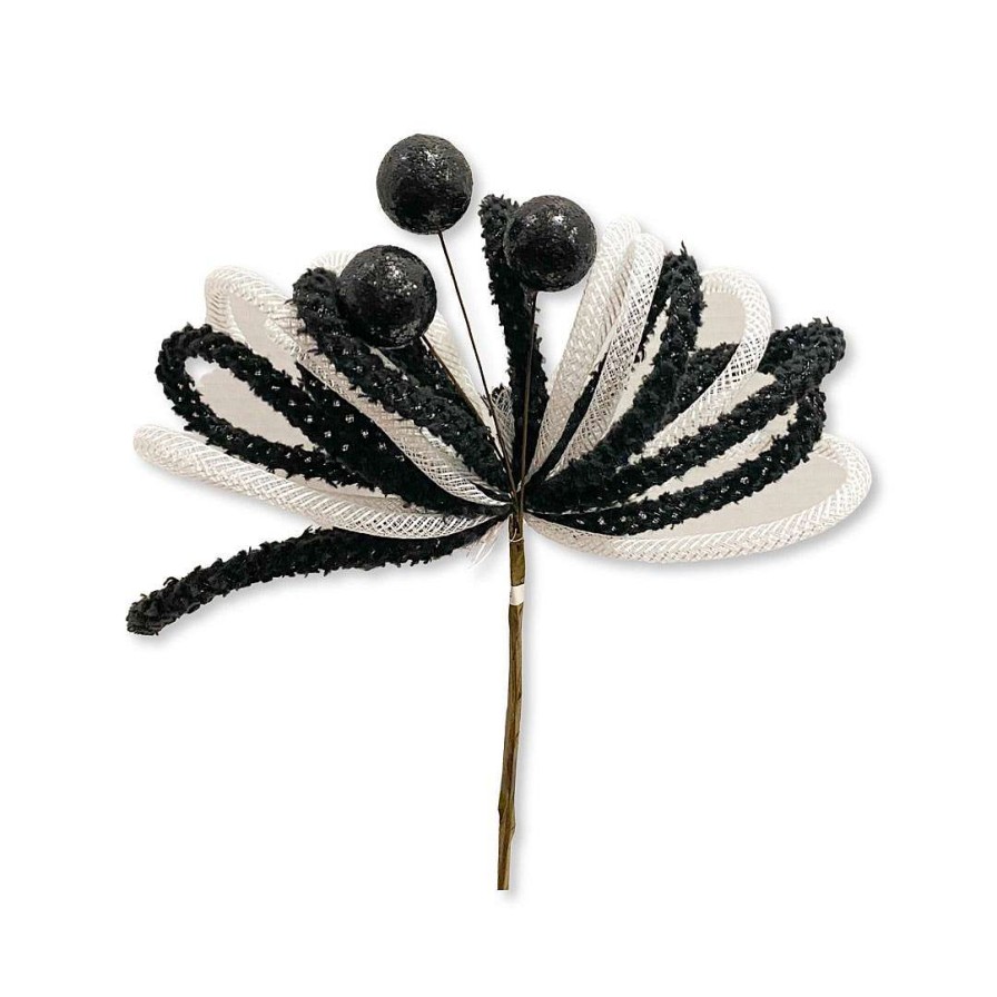 Craig Bachman Floral | Tubing And Glitter Ball Pick In Black And White