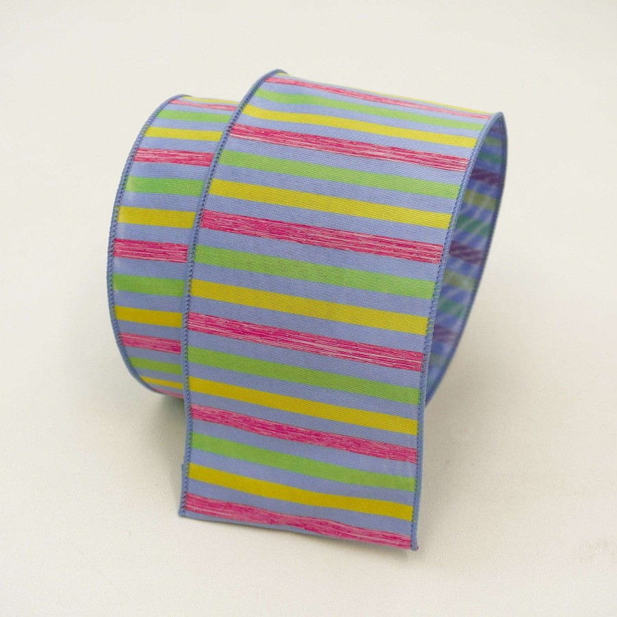 Farrisilk Spring Ribbon | Stripe Pastel Ribbon, 4" X 10Yd