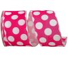 Reliant Ribbon Spring | Jumbo Dot Linen Hot Pink Ribbon, 2.5" X 10Yd