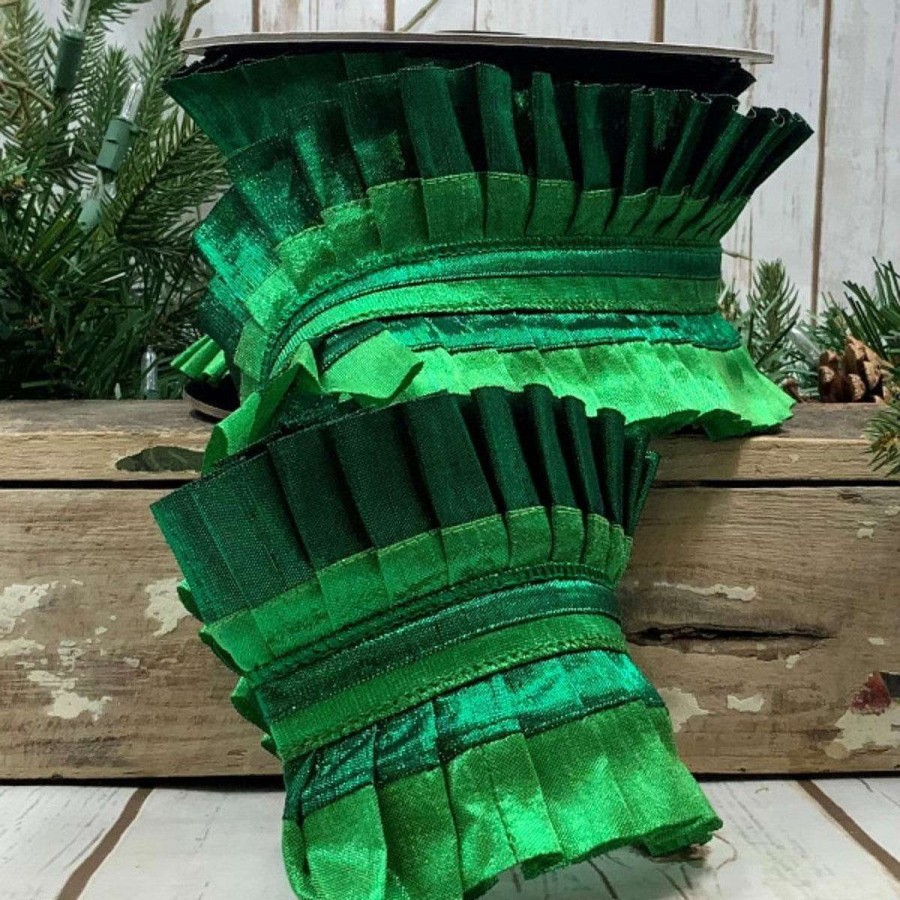 D. Stevens St. Patrick'S Day | Metallic Pleated Ruffle Ribbon, 4" X 5Yd