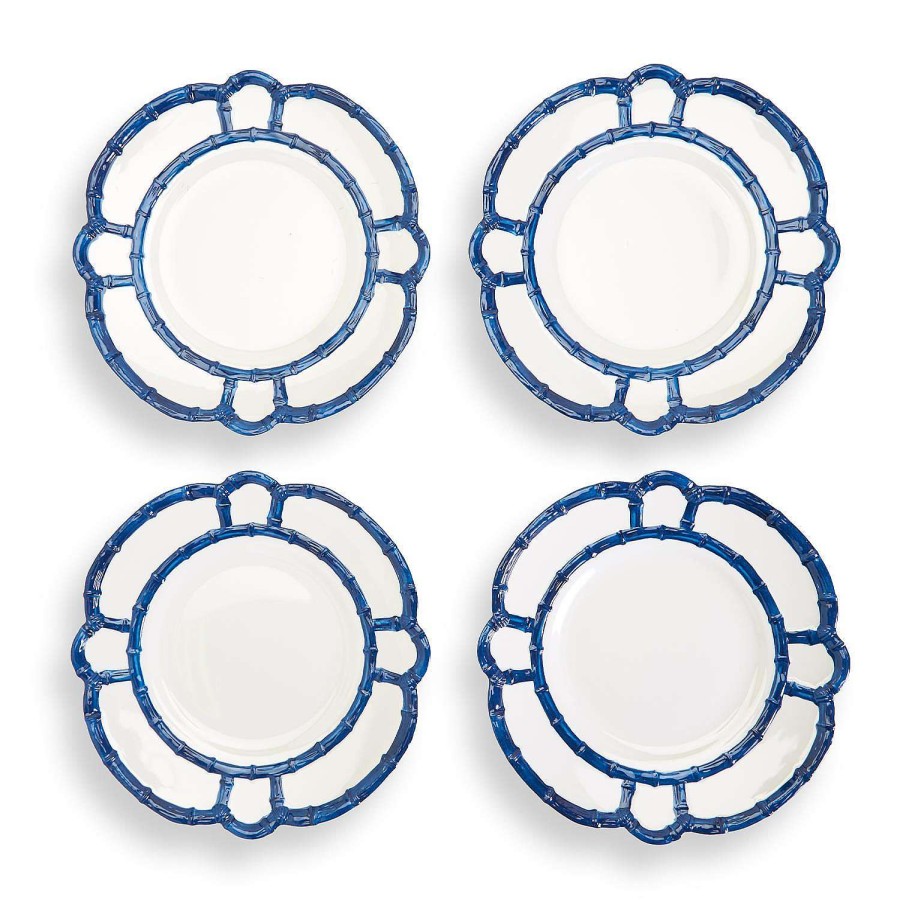 Two's Company Kitchen & Dining | Blue Bamboo Touch Dinner Plate, Set Of 4