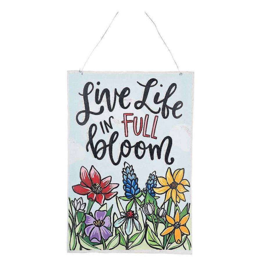 Glory Haus Hanging Decor | Live Life And "Welcome Friends" Reversible Spring Burlee