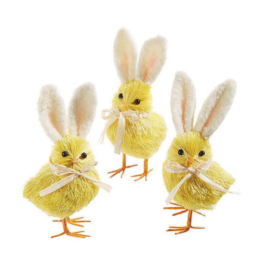 RAZ Figurines | Yellow Easter Chick With Bunny Ears